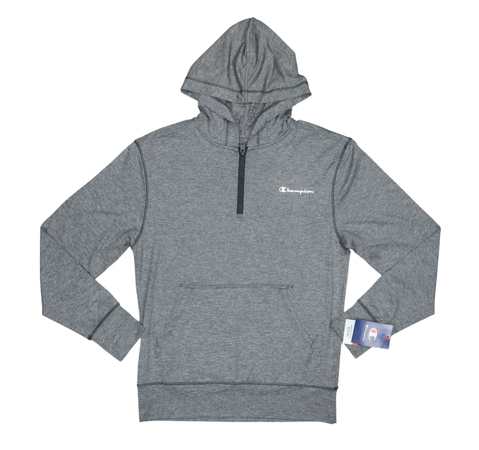 Champion All-Day MVP 1/4 Zip Hooded Lightweight Men's Pullover S NWT Grey