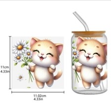 1 pc. Kitten Kitty Cat UV DTF Cup Wrap Transfer Stickers for Glass 1246797
