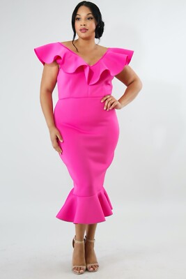 green emerald velvet dress Zapaka Women Fuchsia Sequins Plus Size Prom Dress Mermaid One Shoulder Formal Dress with Sweep Train, Fuchsia / US26W