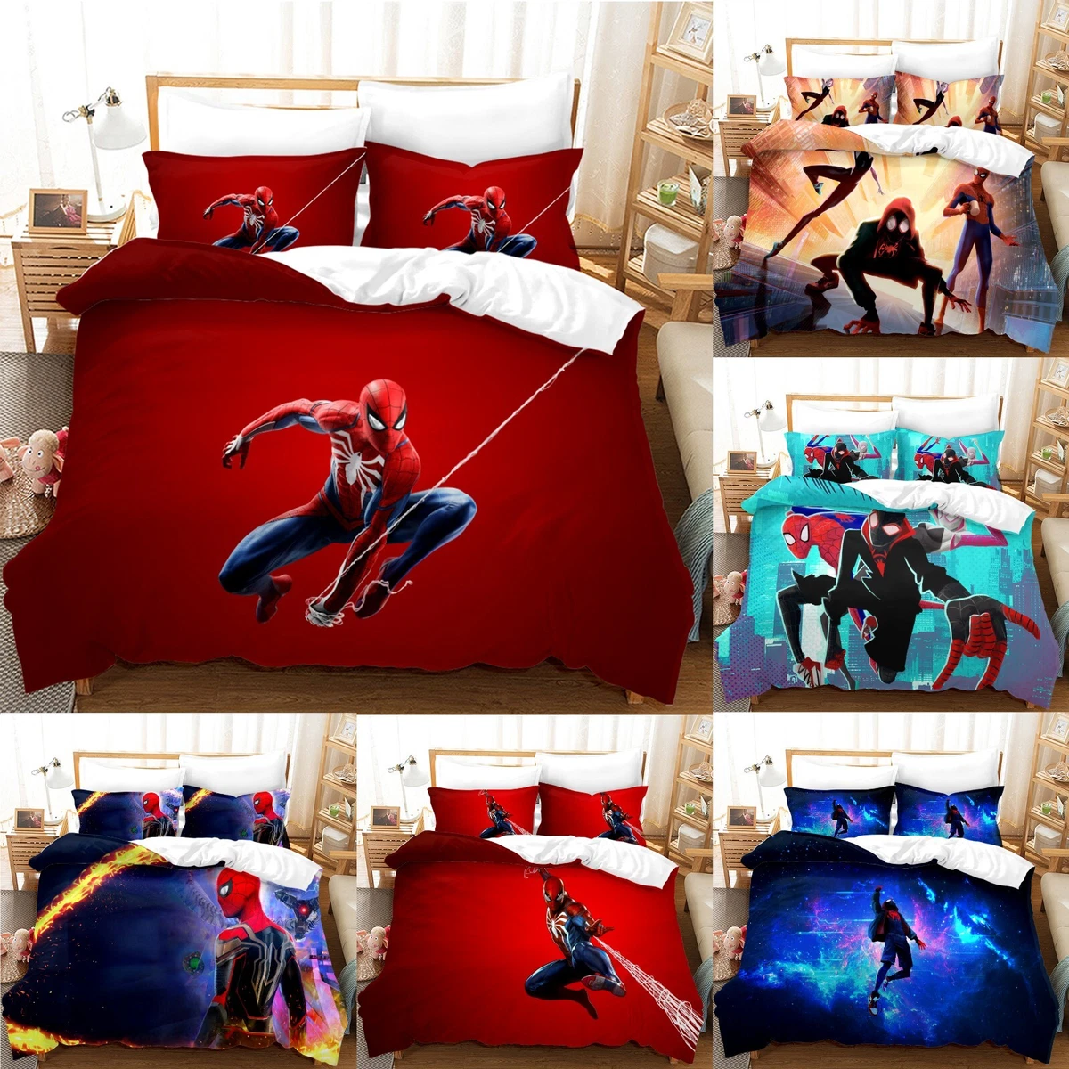 Spiderman 3PCS Bedding Set Bedroom Comforter Duvet Cover WIth