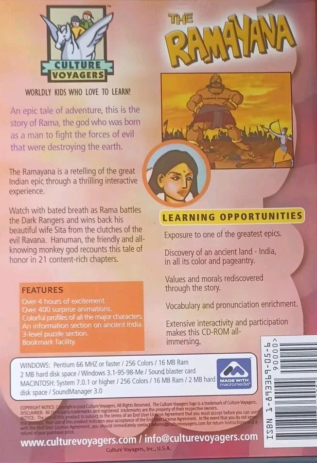 THE RAMAYANA PC CD NEW SEALED HINDU HINDUISM LEARNING AID OVER 4 HOURS #250 - Image 2 of 2