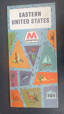 1968 Eastern United States  road  map Marathon oil  gas