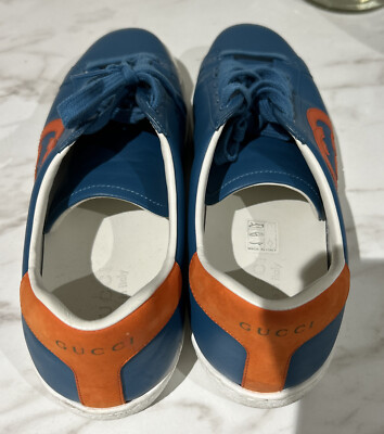 GUCCI グッチデッキシューズ　美品　7サイズ26センチ　ブルー✖️茶色 GUCCI グッチデッキシューズ 美品 7サイズ26センチ ブルー✖️茶色