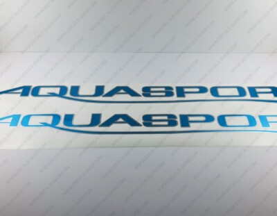 AQUASPORT BOAT LOGO DECALS AQUA/SILVER  52'' x 4.6'' 2pcs.