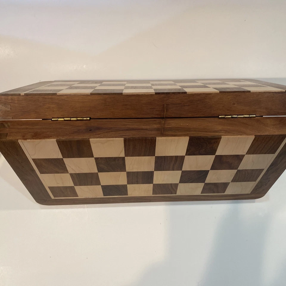 12X12" Foldable Magnetic Chess Set Board Games, Handmade India Acacia & Boxwood - Image 3 of 4