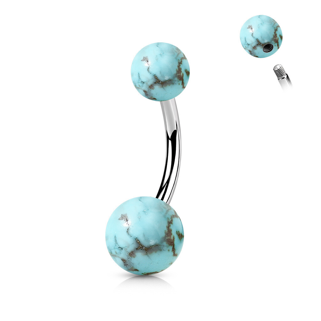 Piercing Nombril Boules en Pierre Naturelle avec Inserts Filetés
