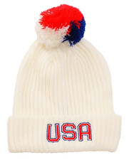 American Eagle Outfitters Men's One Size USA Cream Cuff Pom Beanie Marked Tag