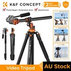 K&F Concept 91" Heavy Duty Video Tripod with Center Column , Fluid Head Monopod