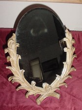 ANTIQUE ART DECO MIRROR, Ornate Frame, Standing Easel, Cornstalks, Leaves, 1920s