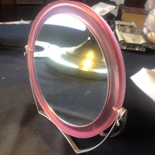Travel shaving, vanity mirror, swivel style, metal frame With Pink Plastic Cover