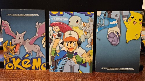 Pokemon Topps TV Anime 3 Card Puzzle Set Middle Column Ash Pikachu Jesse (typo!) - Picture 10 of 11
