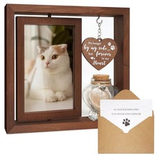 Cat Memorial Gifts for Loss of Cat - Rotating Wooden Frame for 4x6 Photo  Fu...