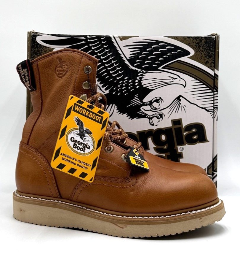 Georgia Boot G8342 Men's NEW Wedge Work Boot Barracuda Gold