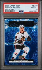 2023-24 Upper Deck Dazzlers Blue Connor Bedard #DZ-79 PSA 8 Chicago Blackhawks