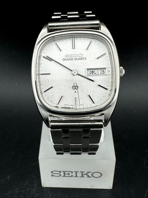 ジャンク SEIKO GRAND QUARTZ 4843-5011 デイデイト Seiko Grand Quartz Men's Silver Dial Day Date Eng/Kanji 34mm