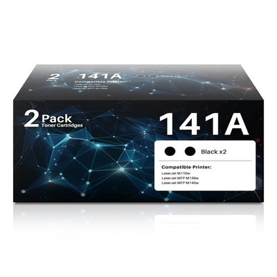 141A Black Toner Cartridge Set 2-Pack High Yield with Chip for HP 141A W1410A...