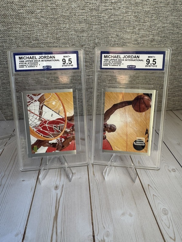 1998 Upper Deck UD NBA MJ STICKER #101 #102 Michael Jordan Graded CCG 9.5