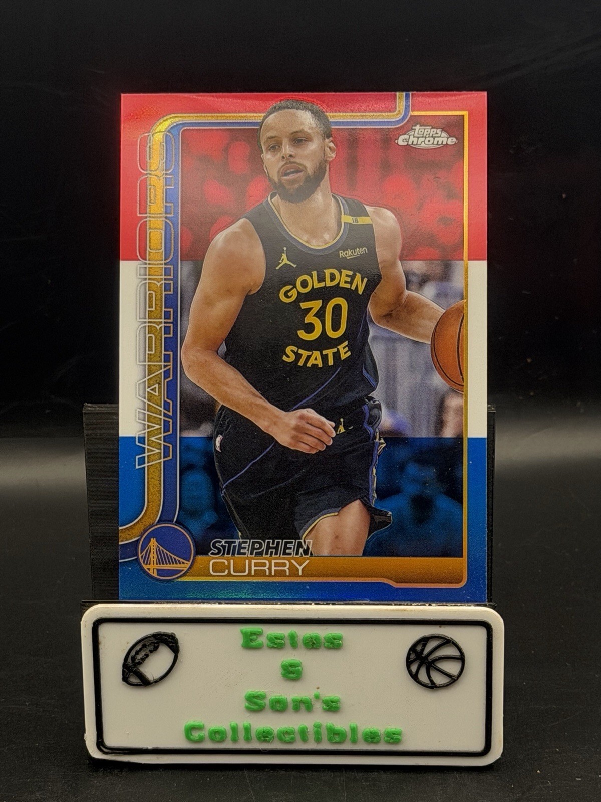 2025-26 Topps Chrome - Stephen Curry #201 Red White & Blue Refractor