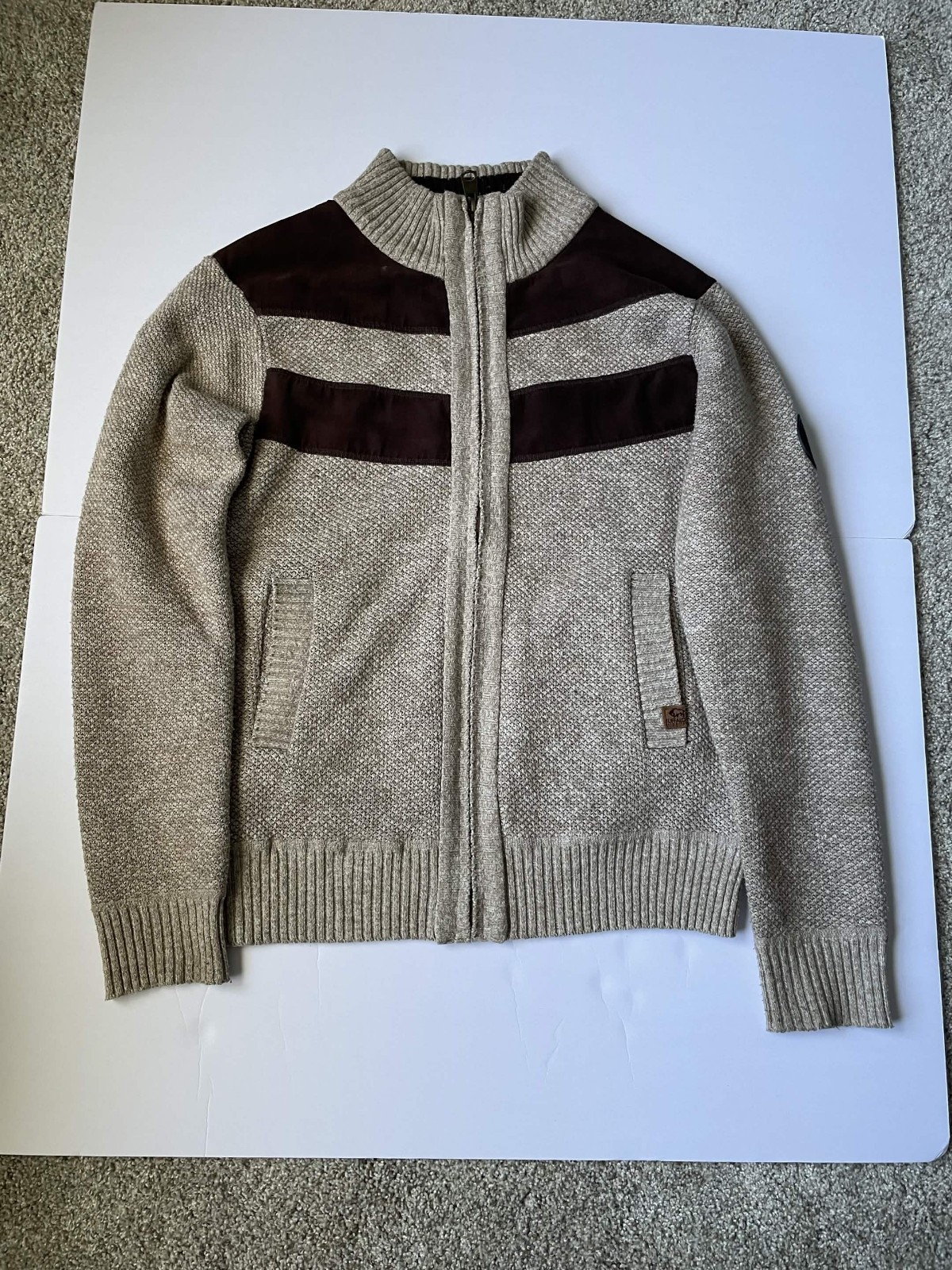 Buffalo David Bitton Westony Fleece Lined Zip Up Sweater Jacket Men S Tan Brown