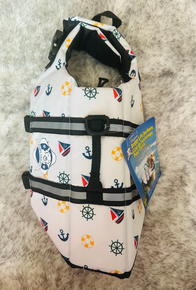 Nuevo chaleco salvavidas Paws A bordo diseño náutico para perros - talla pequeña - tamaño Shih Tzu Foto 3 de 4