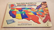 1967 Hassenfeld Plastic Puzzle Inlaid Map of the United States - Preowed