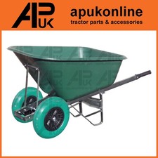 200L Tough Poly Wheelbarrow Green Twin Wheel Builder Rubble Construction Site