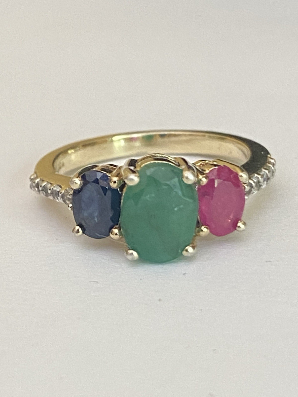 Gold On Sterling Silver Emerald, Ruby, Sapphire A… - image 1