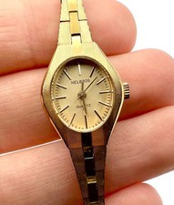 Vintage Helbros Ladies Wristwatch Gold Tone Dress Watch Stainless Steel