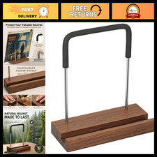 Vinyl Record Stand - Black Walnut Holder for LPs, Stylish Display Storage