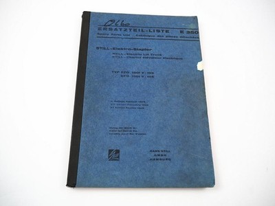 Original Still EFG 1501V 1113 1114 Electric Forklift Parts List 1966