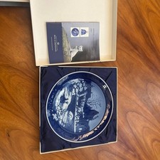 Royal Copenhagen 2007 Annual Plate Blue Landscape Collectible with Book