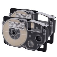 2PK Black on Clear Tape Cartridge XR-9X for Casio KL-60 100 120 EZ Label Printer