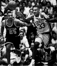 Grant Hill of the University of Duke dribbles the ball circa 1992 Old Photo