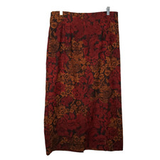 Womens Floral Maxi Skirt Sz 14 Black Red Whimsigoth Boho Dark Fairy Vintage 90s