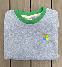Vintage Microsoft Windows Camp Collection Grey Ribbed Crewneck Sweatshirt Large