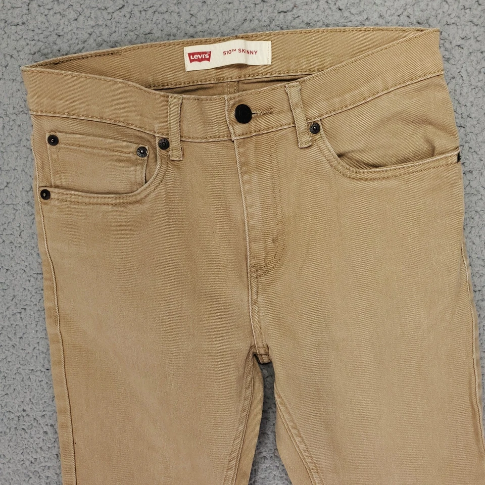 Jeans ajustados Levi's 510 jóvenes niños 16 regular 28x28 marrón elástico denim clásico Foto 3 de 4