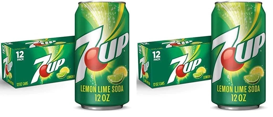 (24 Pack) 7UP Lemon Lime Soda Soft Drink, Natural Flavor, Caffeine Free, 12 Oz