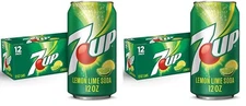 (24 Pack) 7UP Lemon Lime Soda Soft Drink, Natural Flavor, Caffeine Free, 12 Oz