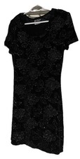Ms Choice California Vintage Floral Midi Dress Black Scoop Neck Size 10