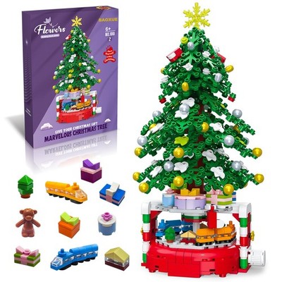 BAOXUE Christmas Tree Building Block Set, 515 Red, Green, Yellow, Gold 