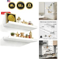 Floating Shelves Wall Mounted Set of 2, 17 Inch Rustic Wood Wall Shelves for ...