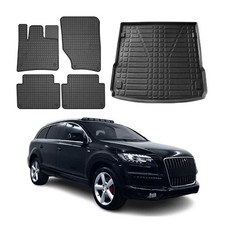 Fußmatten & Kofferraumwanne Set für Audi Q7 4LB 2006-2015 Gummi TPE Schwarz 5x