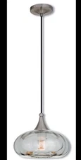 Livex Lighting 40603-91 Smoked Art Glass Pendant Light Brushed Nickle
