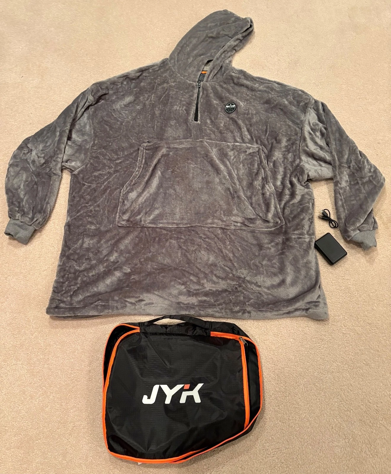 JYK Gray Unisex Heated Jacket with Battery Pack