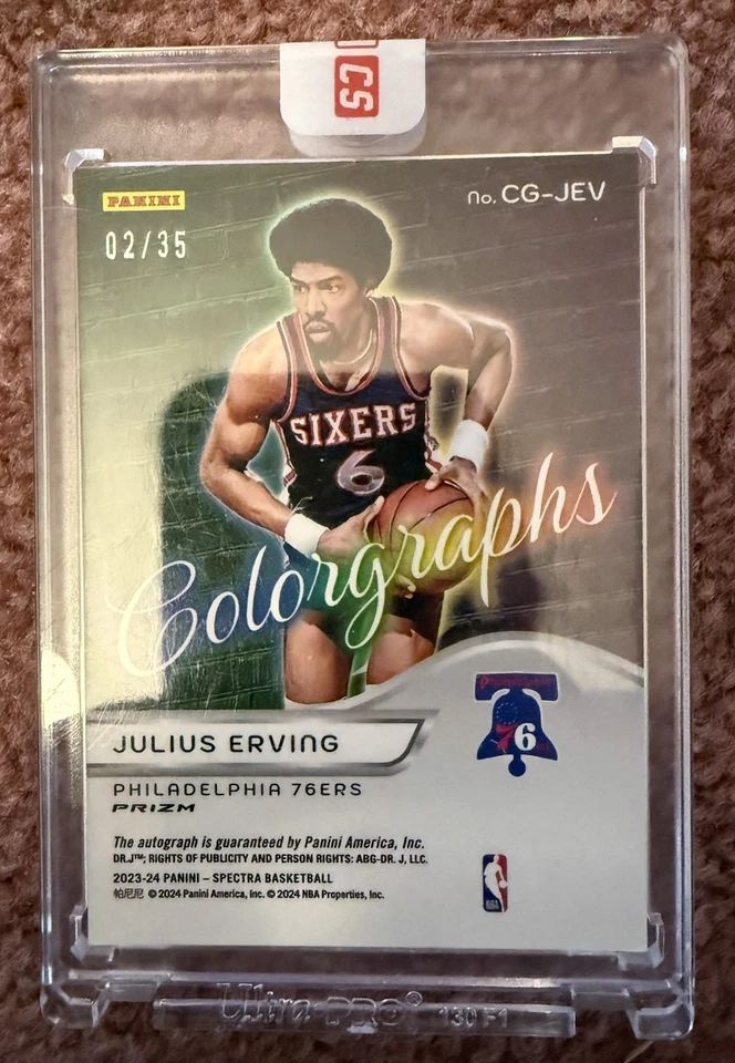 23/24 Panini Spectra-Colorgraphs Julius Erving Astral Prizm/35 Autógrafo WOW 🔥 Foto 3 de 4
