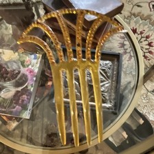 Vintage Ornate Yellow Plastic Decorative Hair Comb