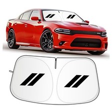 Windshield Sun Shade for Dodge Charger 2006-2024 Challenger 2008 vlack logo