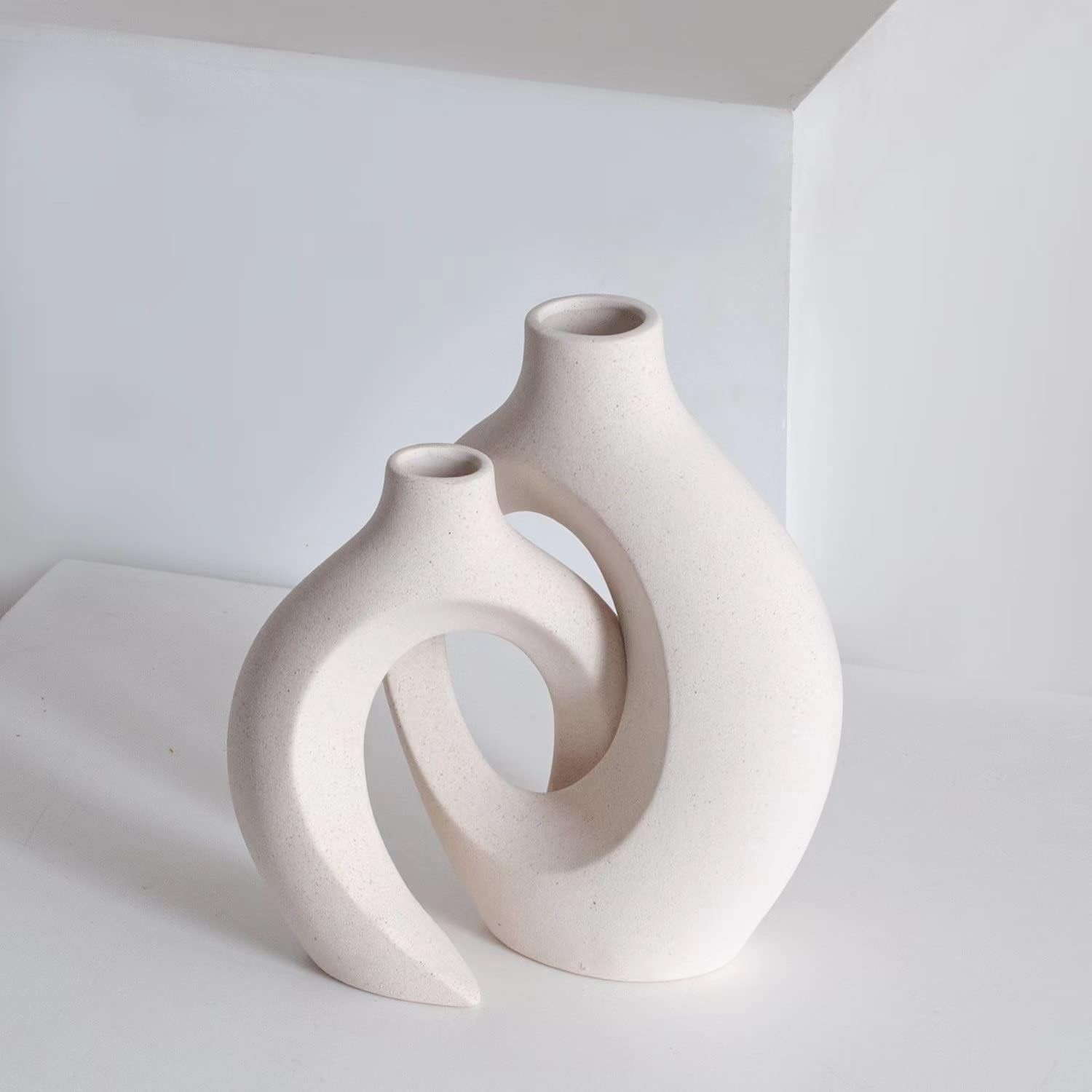 Handmade Off-White Vases for Home Decor - Set of 2 Stylish Flower Holders thumbnail 11