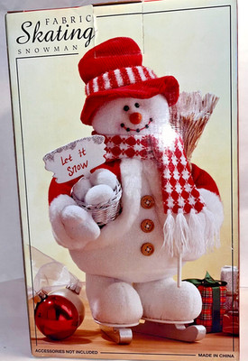 Costco Fabric Skating Snowman “Let It Snow” Holiday Decor Figurine
