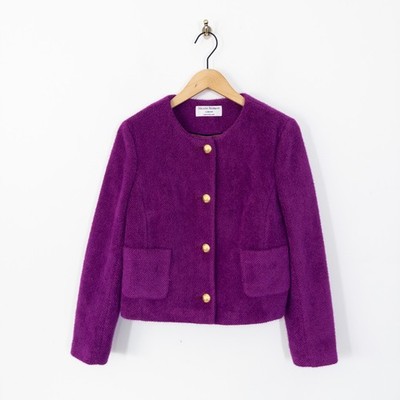 Helene Berman lila kragenlose Smart Jacke Gr. 12 weicher Strick NEU